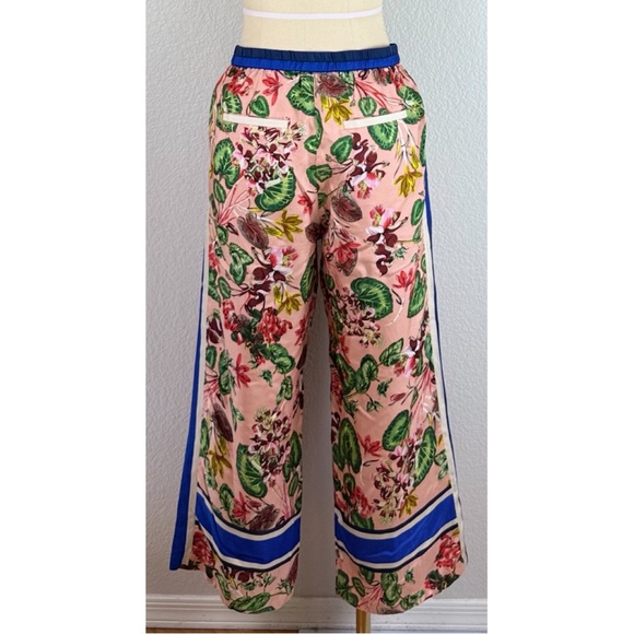 Anthropologie Elevenses Pants 100% Silk Floral Gardener Cropped, size Small - Picture 8 of 15
